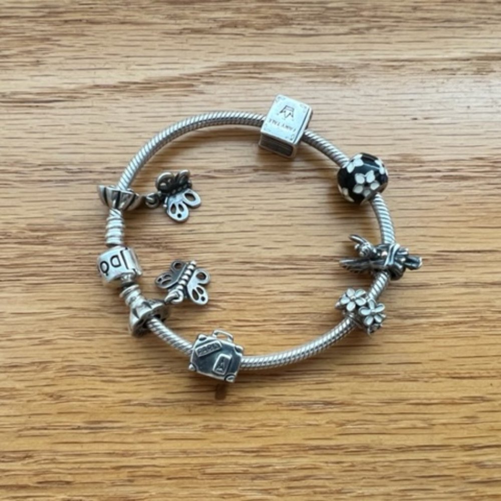 Pandora Snake Chain Bracelet With Multiple Charms Unique Find